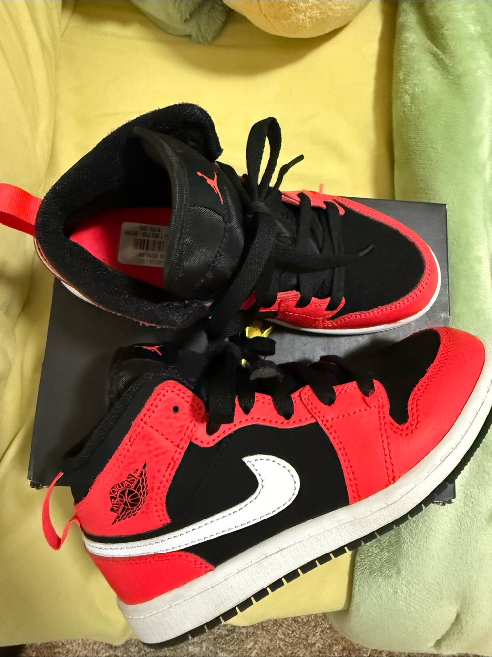 Jordan Kids Black and Red High-Top Sneakers